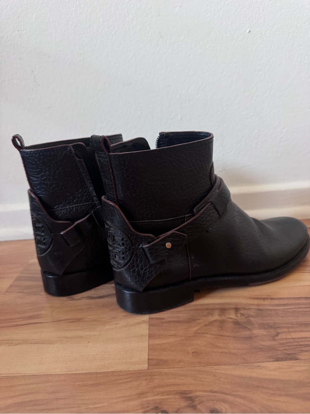 Tory Burch Black Leather Moto Booties